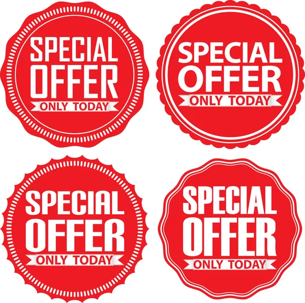 Special offer only today red signs set, vector illustration — Stock Vector