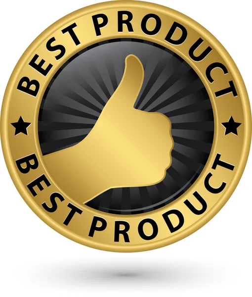 Best product golden sign with thumb up, vector illustration — Stock Vector