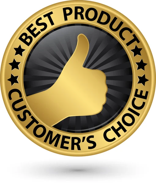 Best product customer's choice golden sign with thumb up, vector — Stock Vector