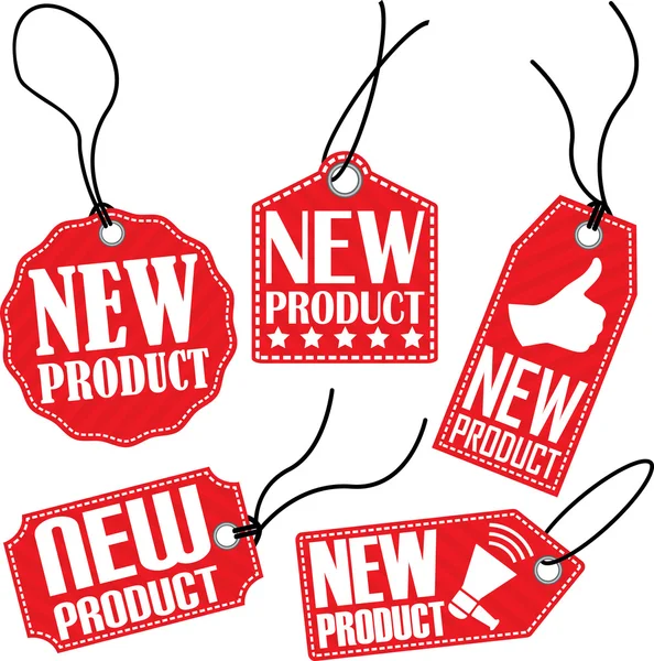 Nuevo producto conjunto de etiquetas rojas, ilustración de vectores — Archivo Imágenes Vectoriales