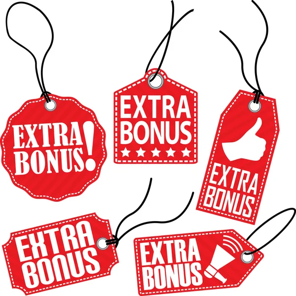 Extra bonus red tag set, vector illustration — Stock Vector