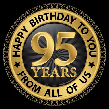 95 yıl kutlu olsun bizden altın etiket, vektör 