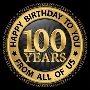 100 yıl kutlu olsun bizden altın etiket, vektör