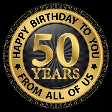 50 yıl kutlu olsun bizden altın etiket, vektör 