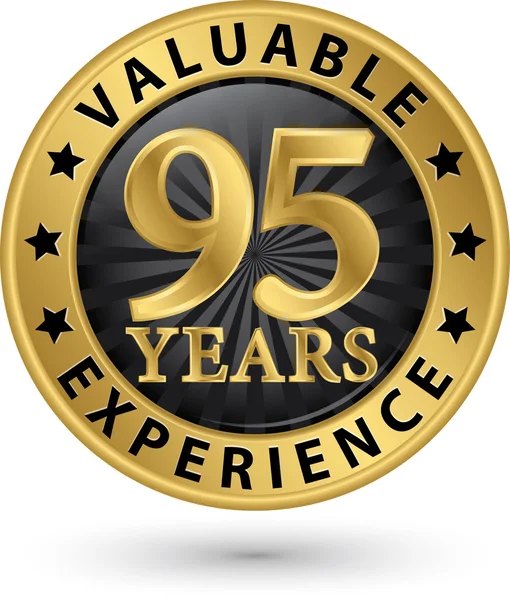 95 anos de experiência valiosa etiqueta de ouro, ilustração vetorial — Vetor de Stock