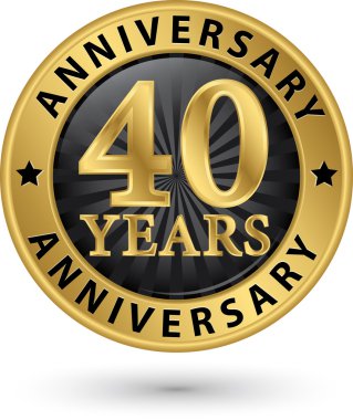 40 yıl yıldönümü altın etiket, vektör çizim 