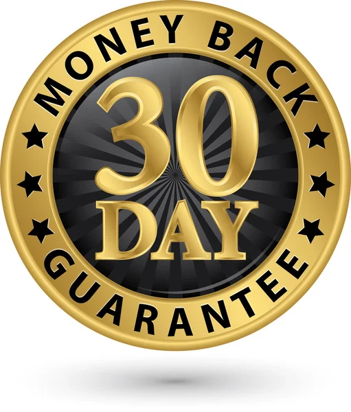 30 dagen geld terug garantie gouden teken, vectorillustratie — Stockvector
