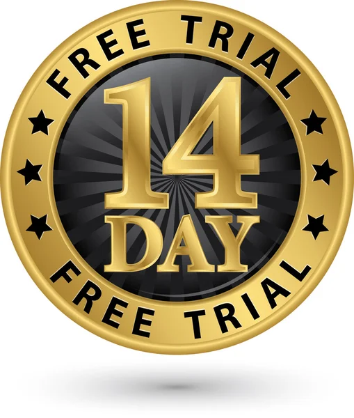 14 day free trial golden label, vector illustration — Stock Vector