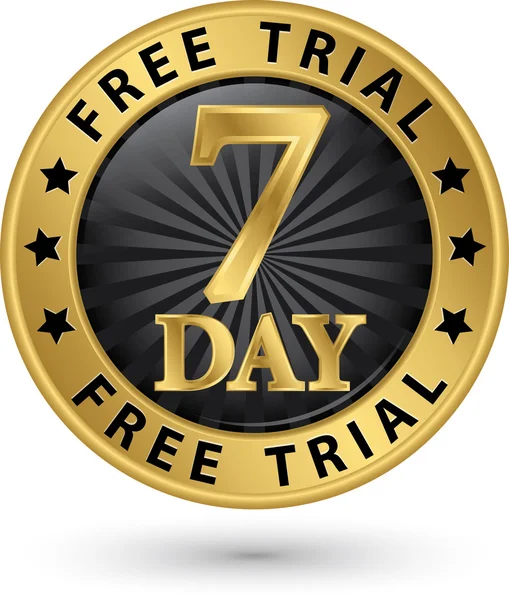 7 day free trial golden label, vector illustration — Stock Vector