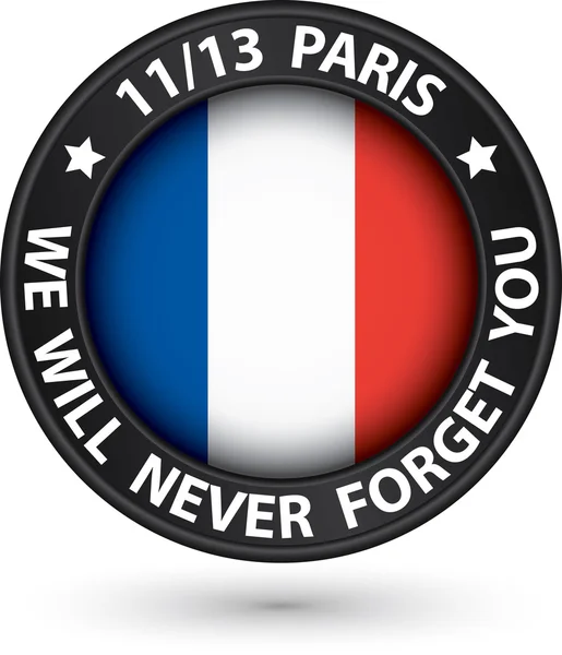 13 Novembro 2015 pray for Paris black label with france flag, ve — Vetor de Stock