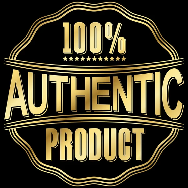 Authentic product golden retro label, vector illustration — Stock Vector