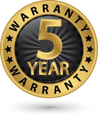 5 yıllık garanti altın etiketi, vektör illüstrasyonu