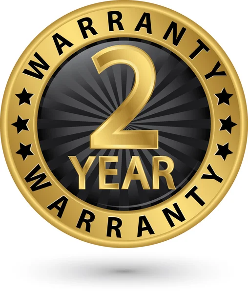 2 year warranty golden label, vector illustration — Stock Vector