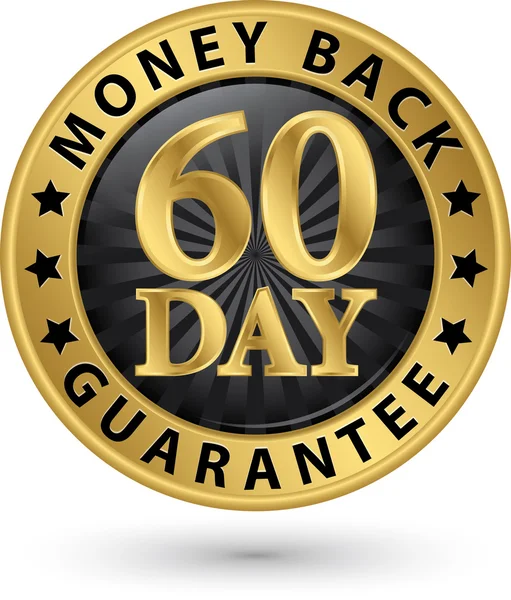 60 dias dinheiro de volta garantia sinal de ouro, ilustração vetorial — Vetor de Stock
