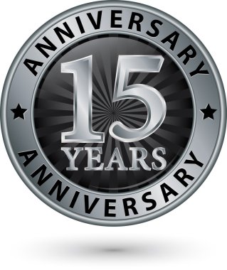 15 yıl yıldönümü gümüş etiket, vektör çizim 