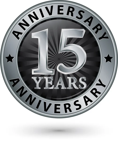 15 yıl yıldönümü gümüş etiket, vektör çizim 