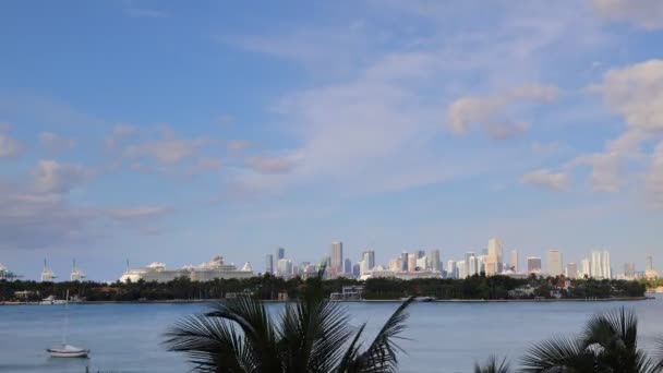 Zeitraffer Des Stadtbildes Von Miami Einem Sonnigen Tag — Stockvideo