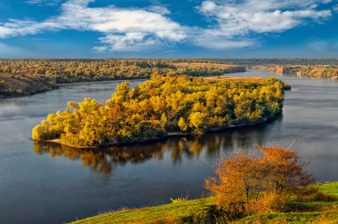 Dniper river in the early autumn in a fair weather clipart