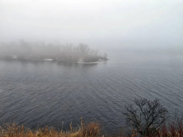 Thick Fog River Dniper Ukraine — Stock Photo, Image