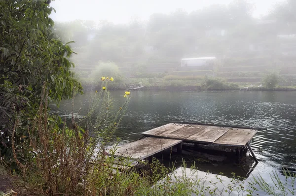 Misty matin lac — Photo