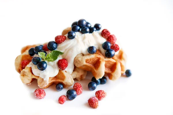 Belgium waffle over white background — Stock Photo, Image