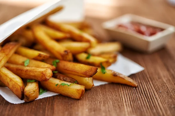 French fries and ketchup — Stock Photo, Image