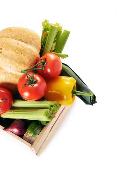 Fresh vegetables in crate — Stock Photo, Image