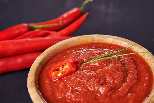 Tomato sauce and chili — Stock Photo, Image