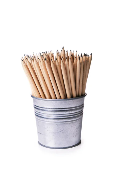 Houten pensils in houder — Stockfoto
