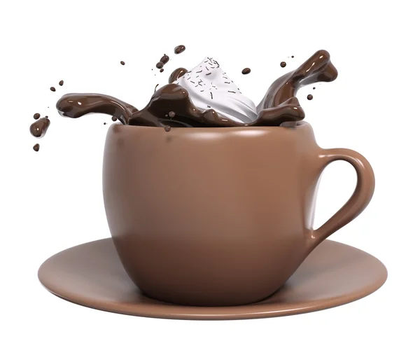 Kop chocolade met slagroom, 3D-rendering — Stockfoto