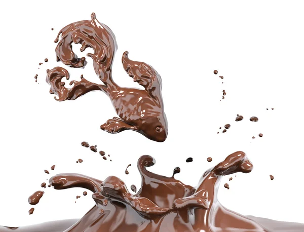 Splash chocolate 3d renderização — Fotografia de Stock