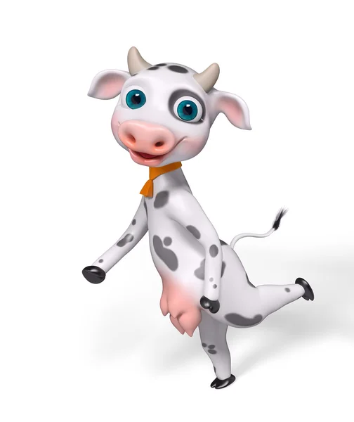 Cartoon character cow running , 3d rendering