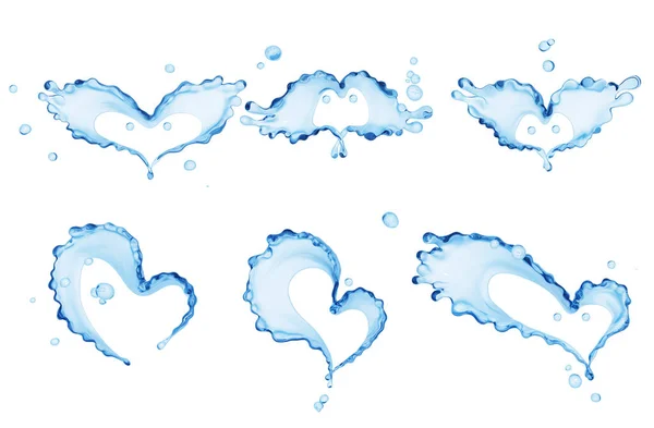 Salpicos Água Coração Fundo Abstrato Água Renderização Isolado — Fotografia de Stock