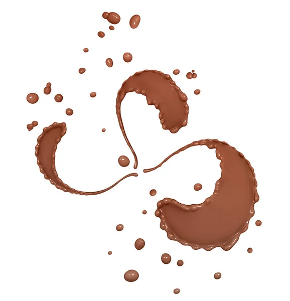 Čokoláda Šplouchání Šplouchnutí Kávy Ilustrace Abstraktní Víření Pozadí Izolované Vykreslování — Stock fotografie