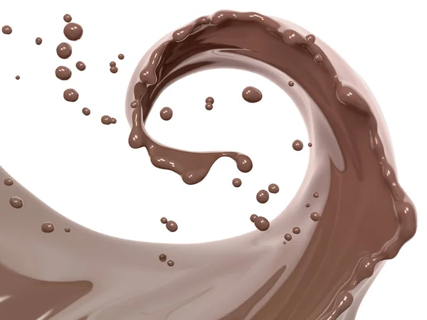 Šplouchání Čokoládové Abstraktní Pozadí Vlna Čokolády Izolované Vykreslování — Stock fotografie