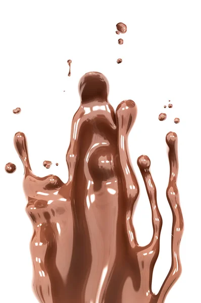 チョコレートのスプラッシュ 波チョコレート抽象的な背景 孤立した3Dレンダリング — ストック写真