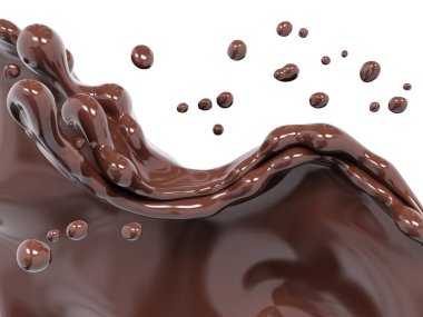 Splash çikolata 3d render izole