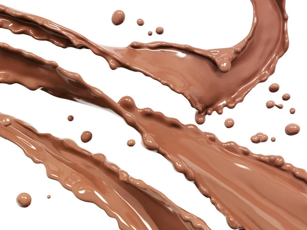 Édes Folyó Folyékony Élelmiszer Fröccsenő Csepp Csokoládé Elvont Háttér Izolált — Stock Fotó