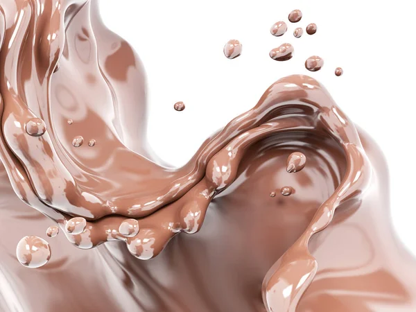 Wave of chocolate, splashing chocolate abstract background, isolated 3d rendering