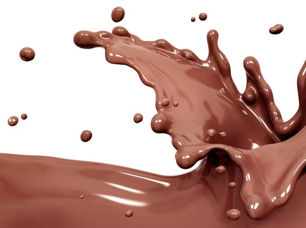 Splash Chocolat Illustration Nourriture Boisson Fond Abstrait Chocolat Vague Rendu — Photo