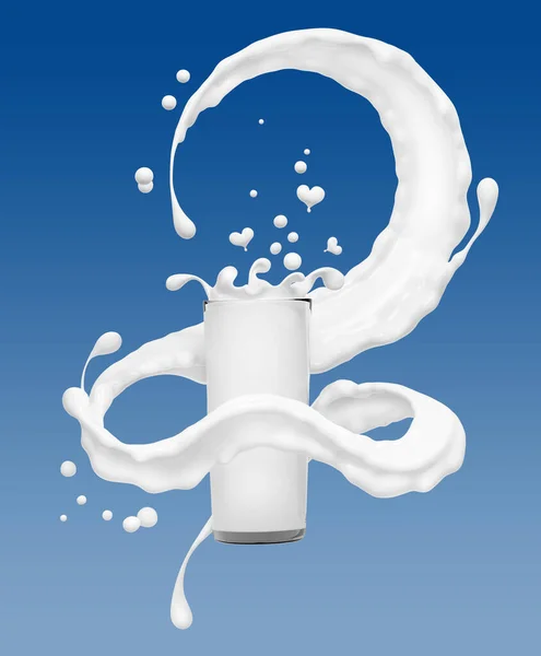 Splash Του Γάλακτος Γυαλί Πιτσίλισμα Γιαούρτι Εικονογράφηση Και Πιτσιλιές Που — Φωτογραφία Αρχείου