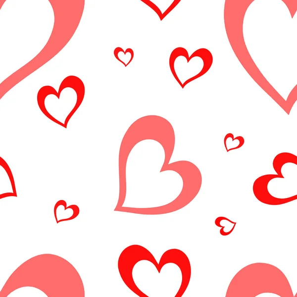Heart doodles seamless pattern. Hand drawn hearts texture. Valentines day romantic background. Red hearts on a white background. — Stock Photo, Image