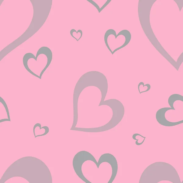 Heart doodles seamless pattern. Hand drawn hearts texture. Valentines day romantic background. Gray hearts on a pink background. — Stock Photo, Image