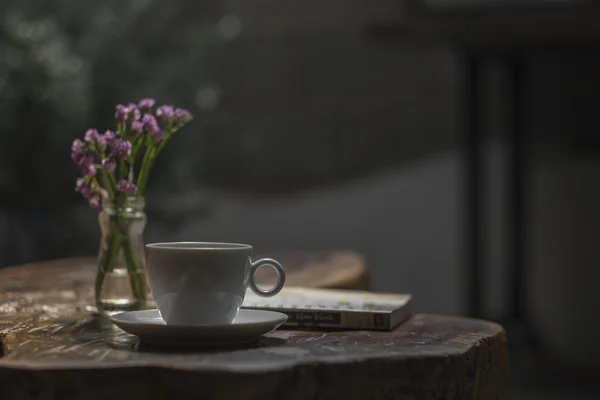 Close-up Cup Tea, Book, Flowers