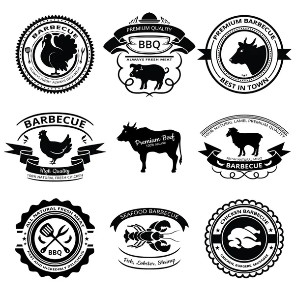 Etichette BBQ — Vettoriale Stock