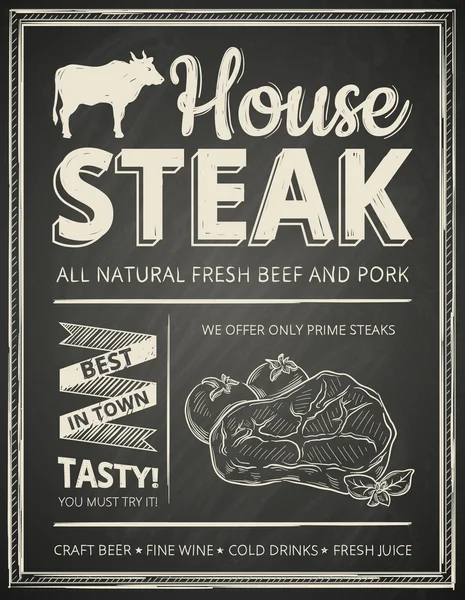 Steak house poster — Stock Vector