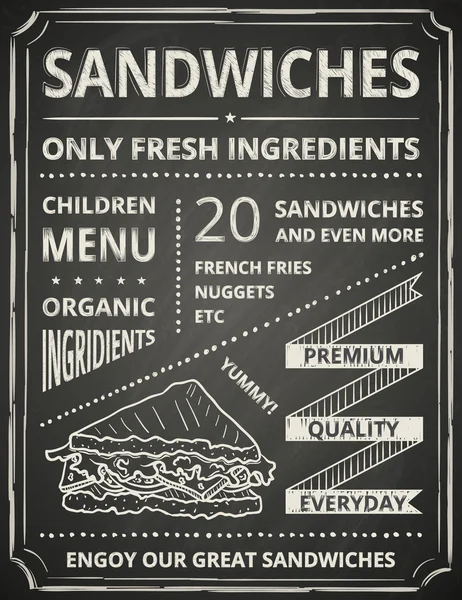 Cartel sándwich — Vector de stock