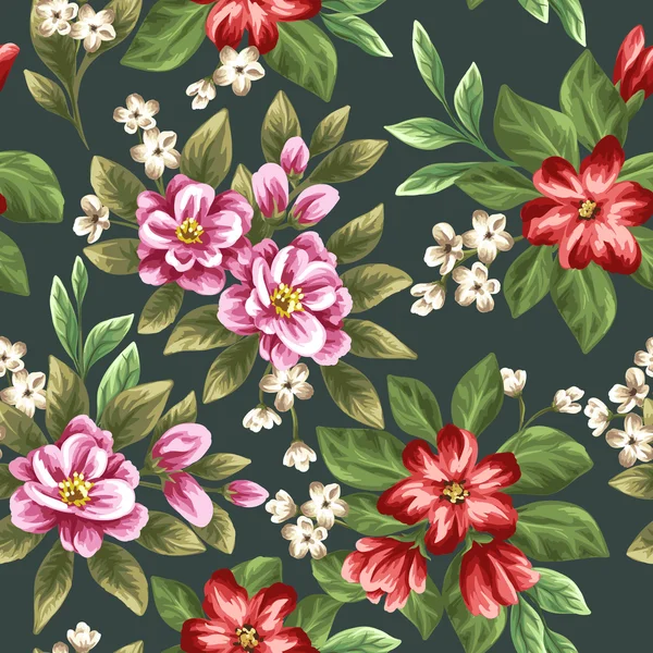 Bloemen naadloos patroon — Stockvector