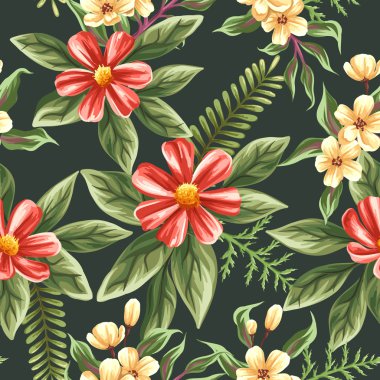 suluboya tarzında çiçekler