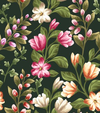 Güzel çiçeklerle kusursuz desen